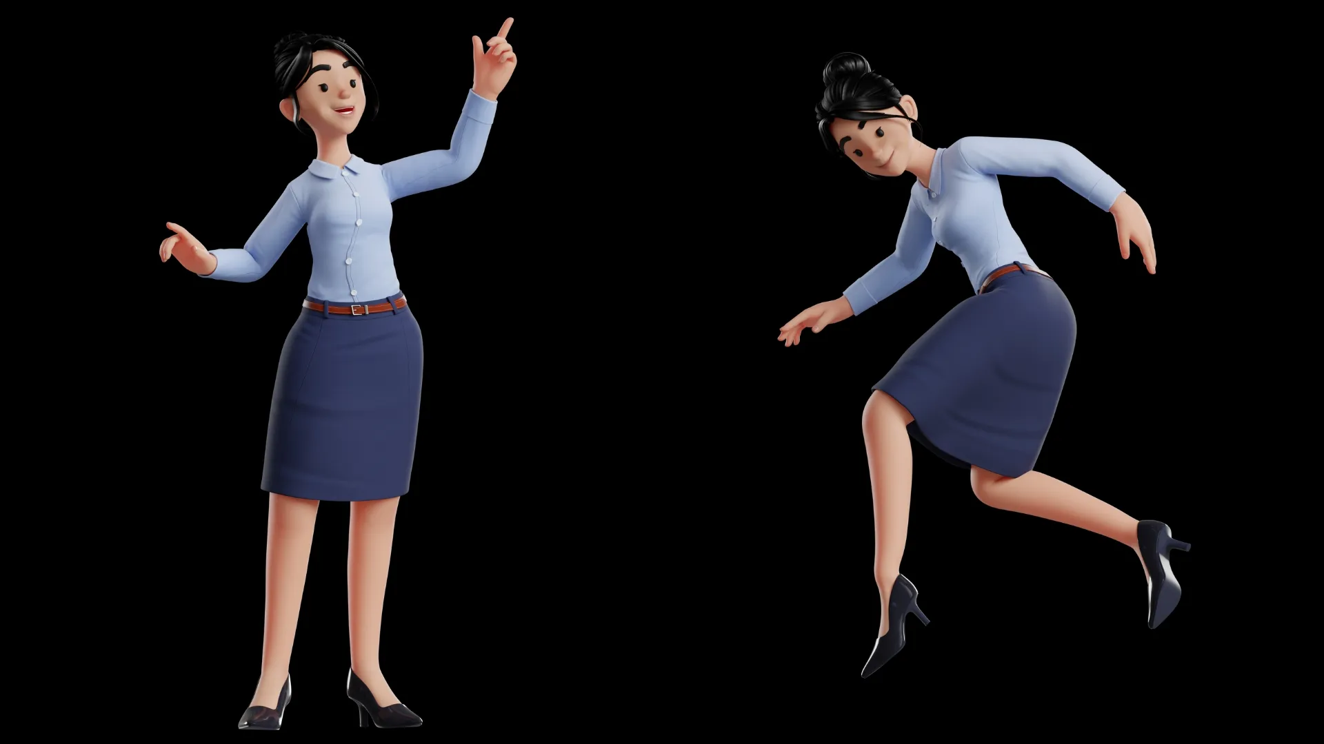 Business Office Cartoon Woman 3D character closeup 3